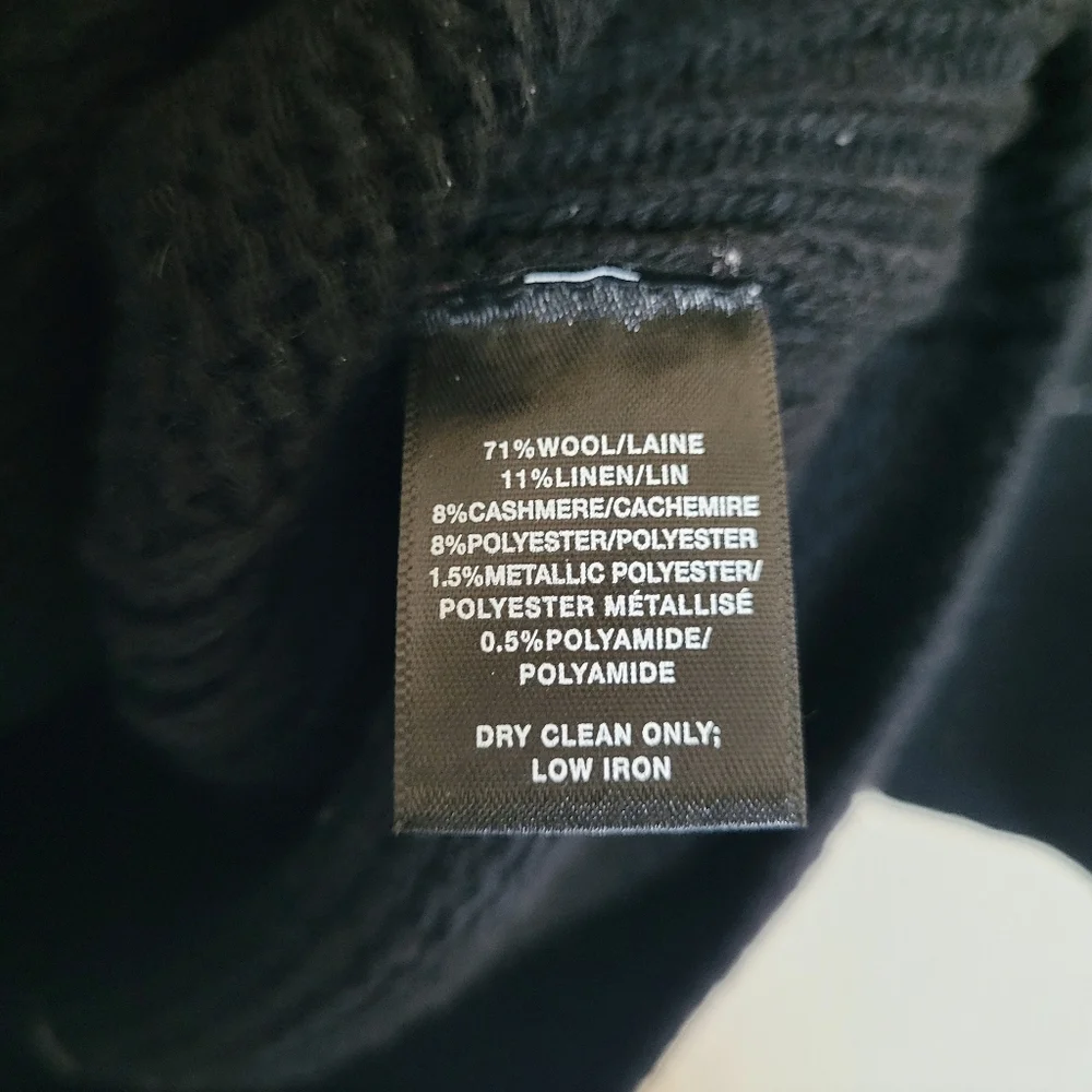 Lafayette 148 Black Metallic Sweater Wool‎ Cashmere Blend Short Sleeve